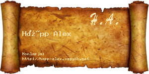 Hápp Alex névjegykártya
